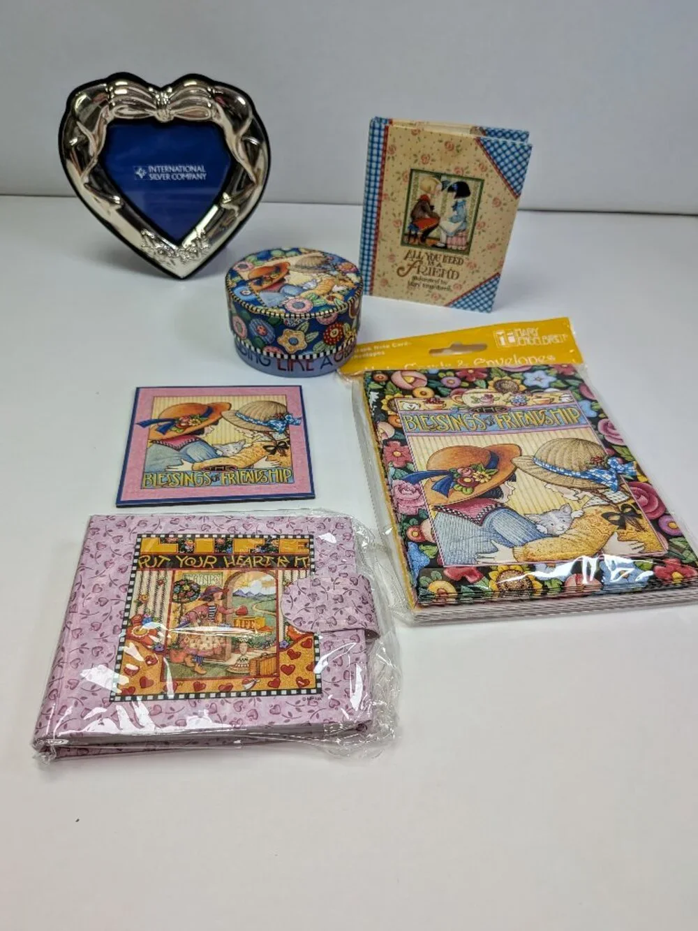 Mary Engelbreit Friendship Collection Lot of 6 Note Cards Frame Magnet Box Book